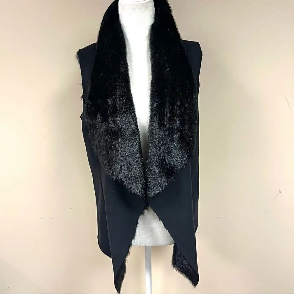- Central Park West black faux fur vest   Size XS